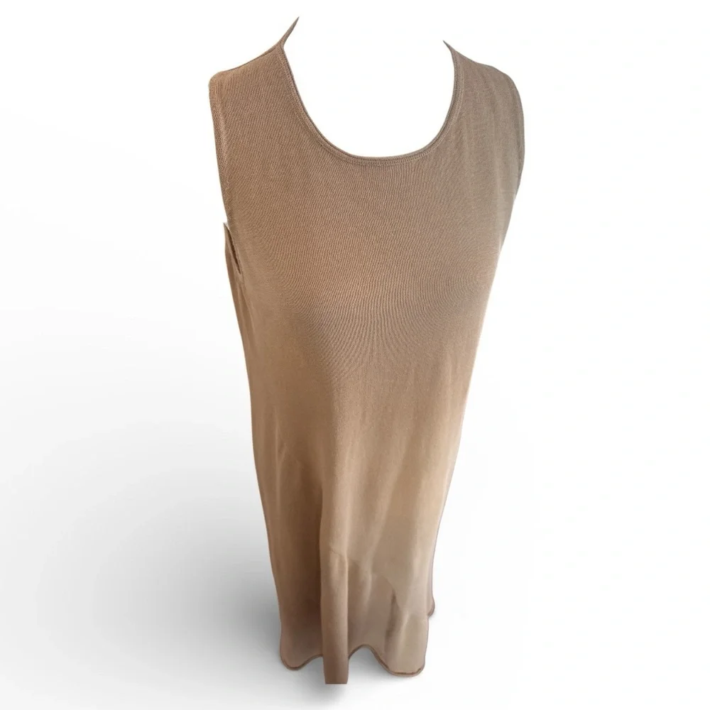 Vince Pale Walnut Shirred Cotton Tank Maxi Dress Sz L - Picture 4 of 12